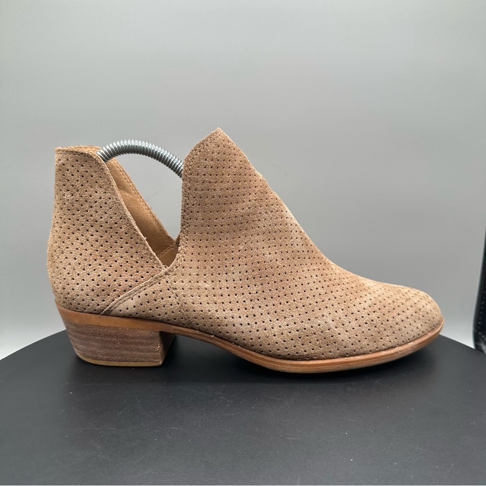 Lucky Brand Bailey Perforated Suede Ankle Bootie Women 7.5 Brown